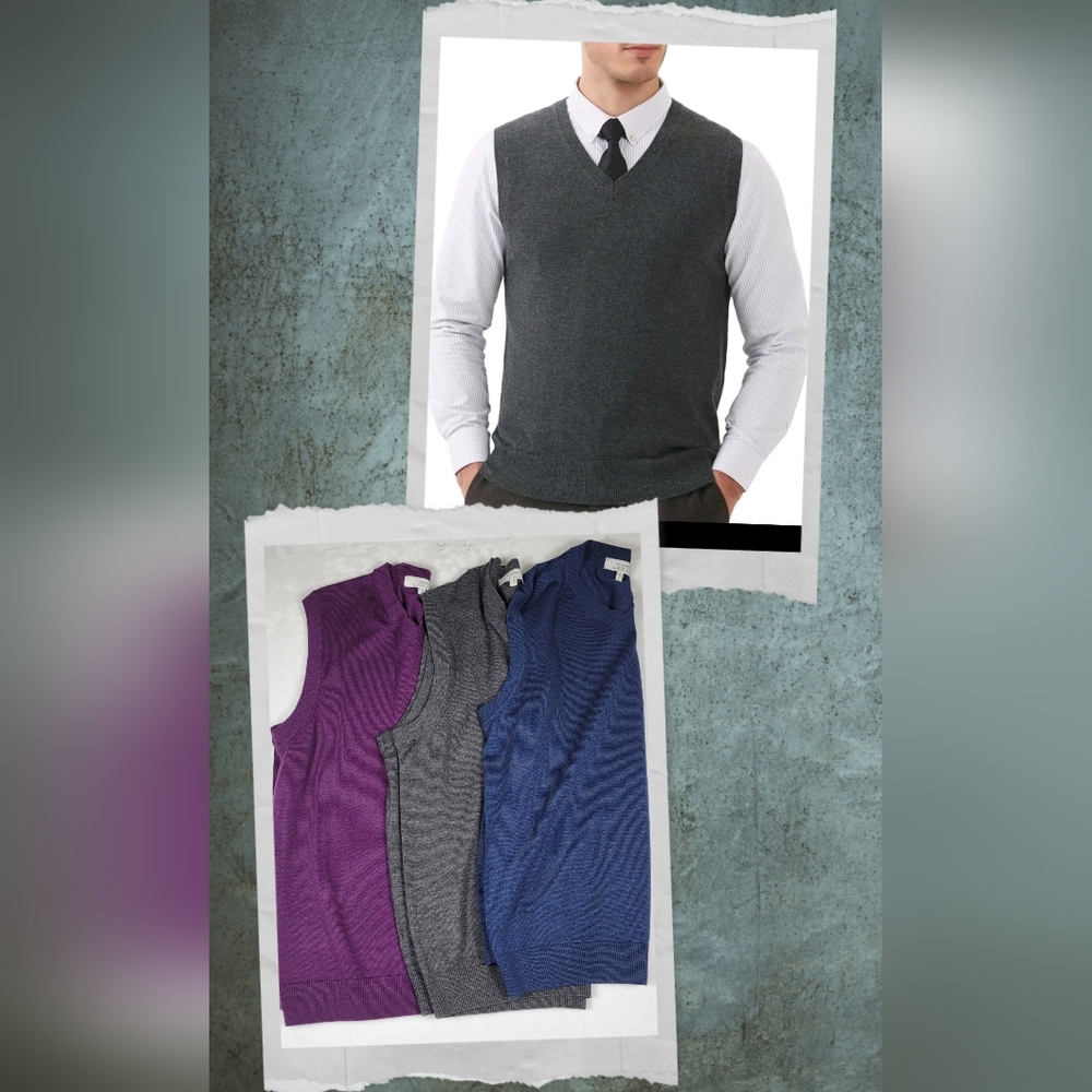 Turnbury Mens 100% Extra Fine Merino Wool Sweater Vest Size Large Lot Of 3 EUC